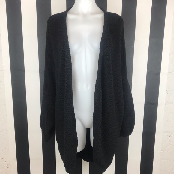 black balloon sleeve cardigan